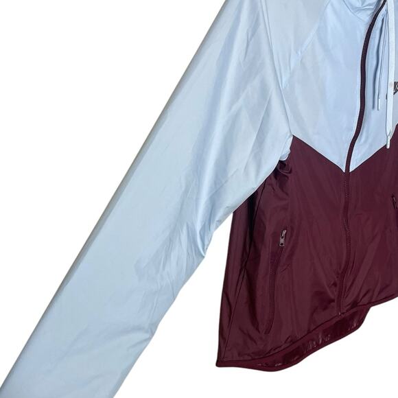 Nike Women’s Sz XS Windrunner Colorblock Hooded Jacket  Light Blue Maroon - Picture 5 of 8
